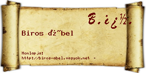 Biros Ábel névjegykártya